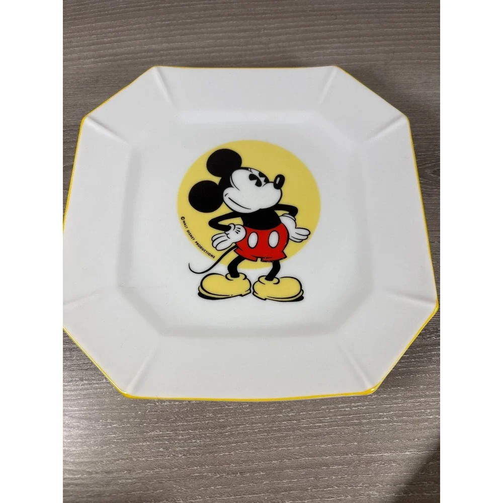 Vintage Walt Disney Productions Japan Plates Mickey Donald Pluto Dopey‎ Set 4